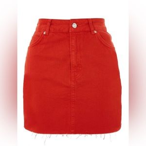 Topshop cherry red cut off denim skirt